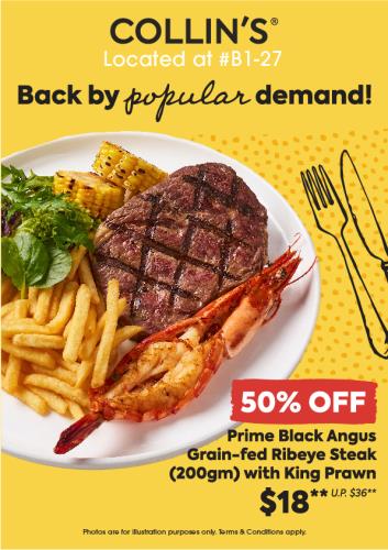 Prime Angus Ribeye and King Prawn A4