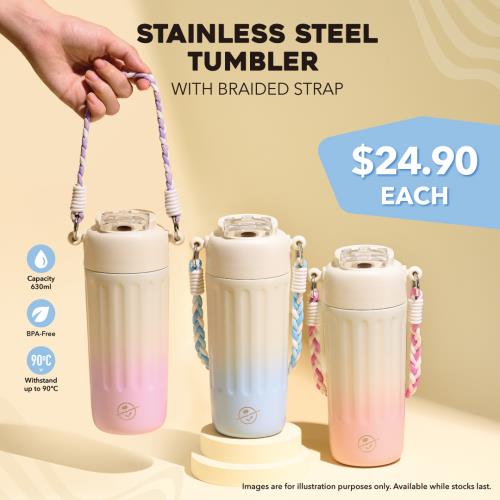 The Coffee Bean  Tea Leaf - Stainless Steel Tumbler with Braided Strap