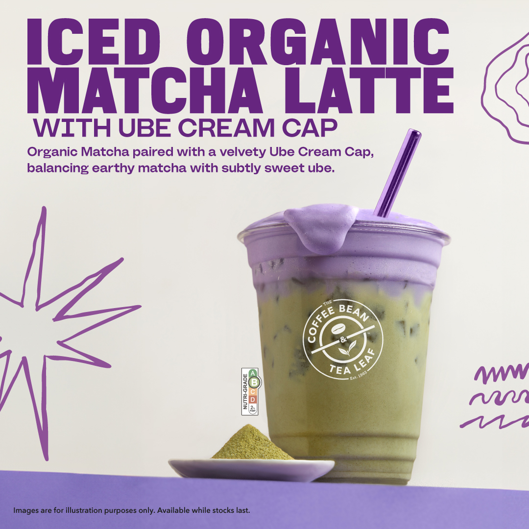 The Coffee Bean & Tea Leaf - Iced Organic Matcha Latte with Ube Cream Cap