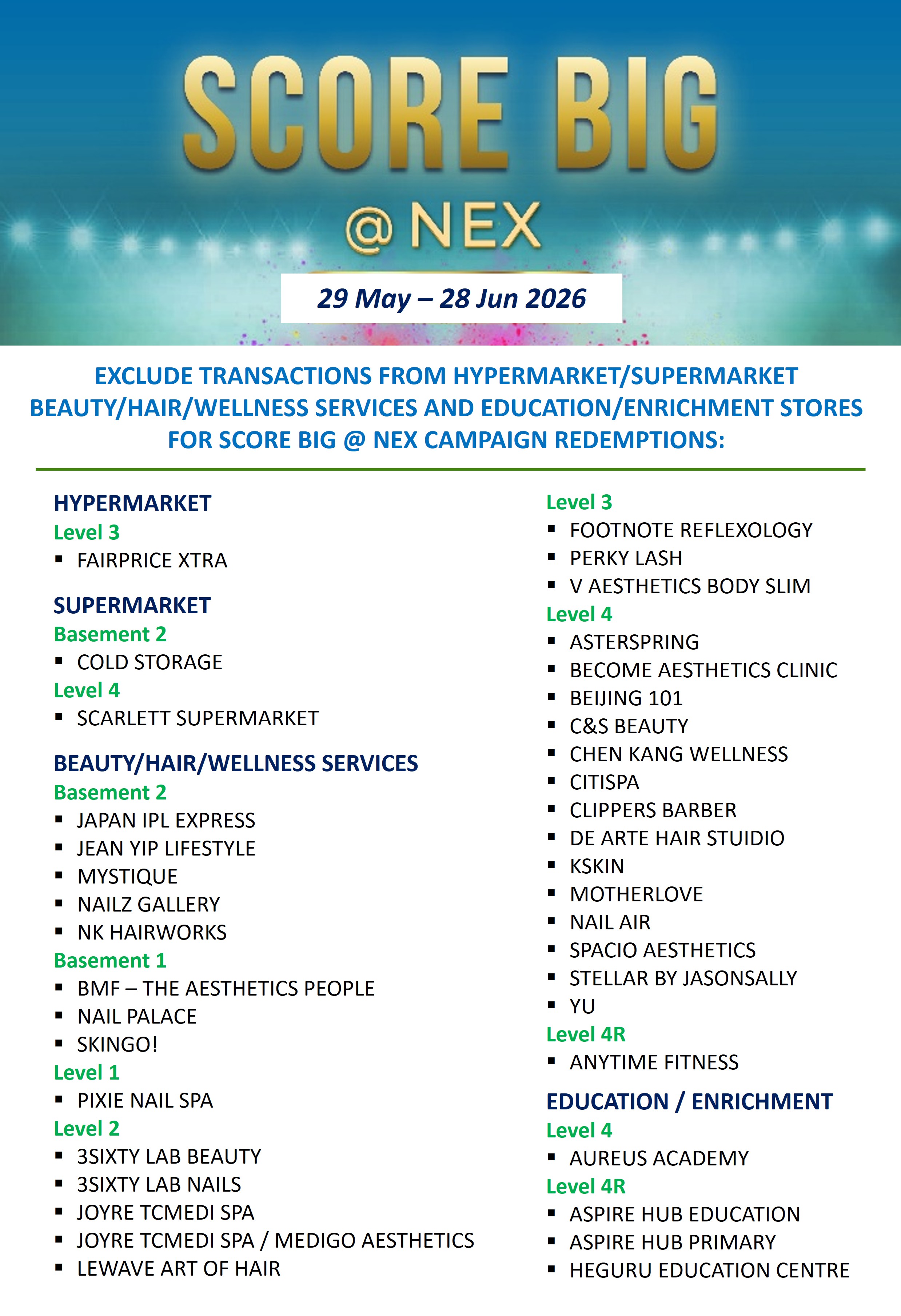 Non Participating Store listing_Score Big at NEX 2026 v2